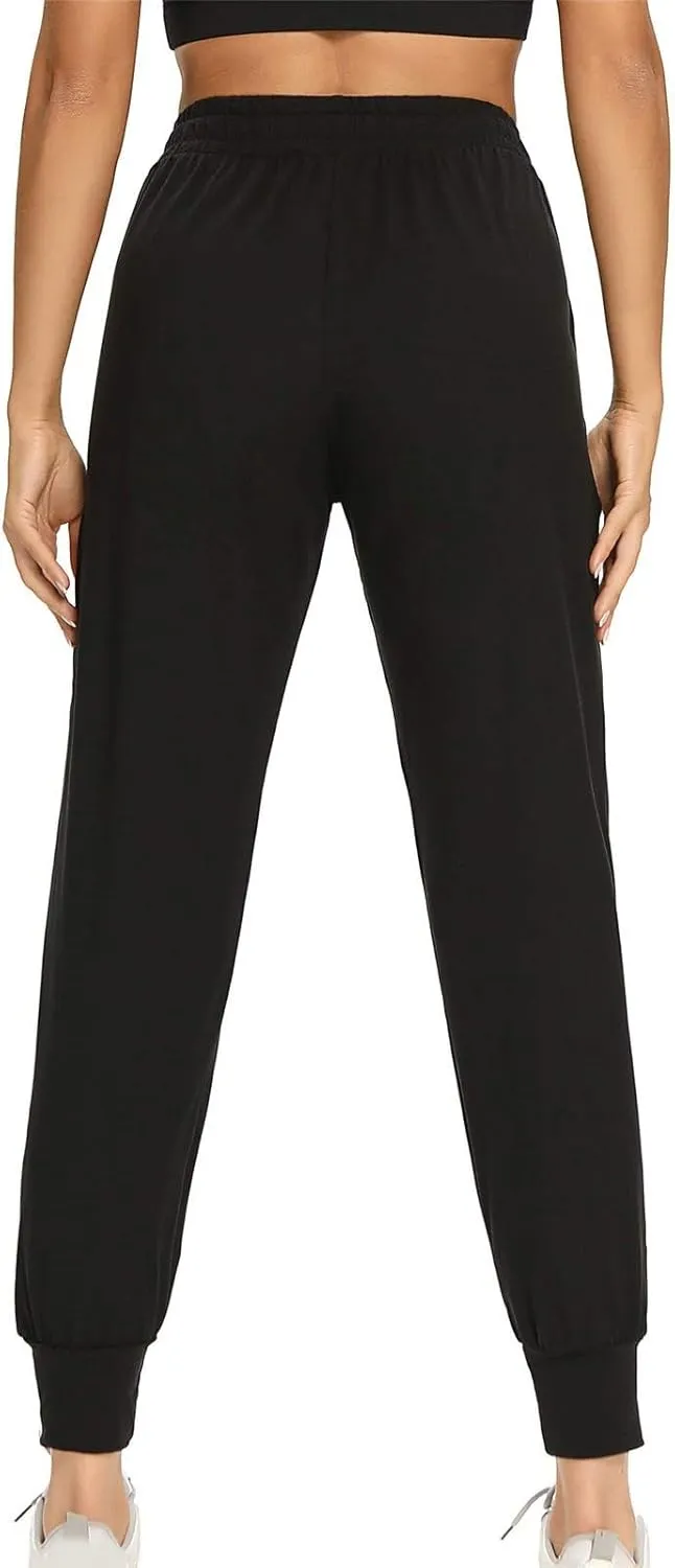 Ladies Thin High-Waist Sweatpants Summer Trendy Slim Elastic Waistband Cuffed Pants Office Work Dress Casual Trousers