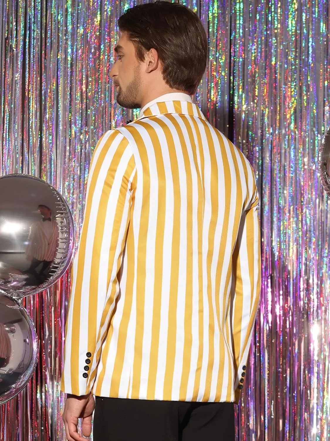 Lars Amadeus Stripes Blazers for Men's Slim Fit Single Breasted Business Color Block Sports Coat