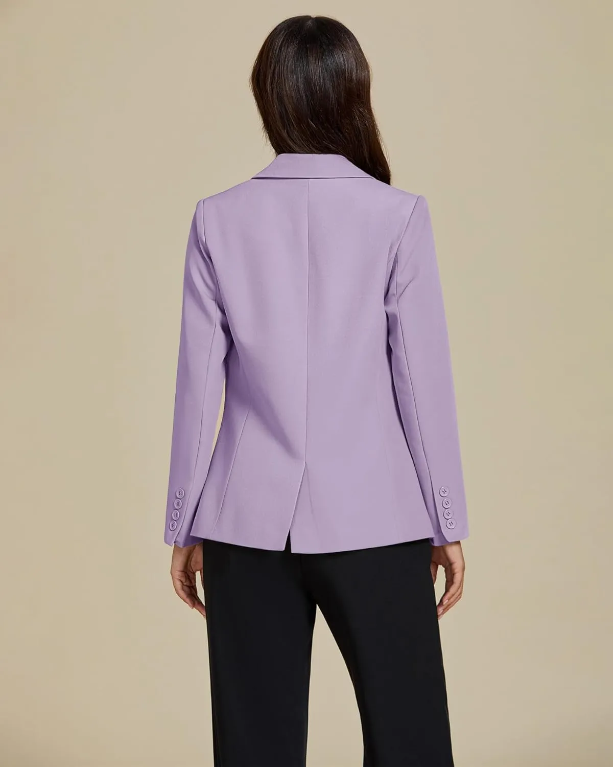 luvamia Dressy Blazers for Women Button Long Sleeve Lapel Business Casual Outfits Office Work Suit Blazer with Pockets