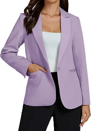 luvamia Dressy Blazers for Women Button Long Sleeve Lapel Business Casual Outfits Office Work Suit Blazer with Pockets