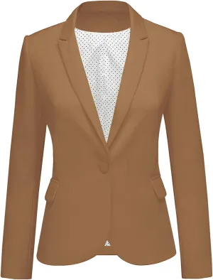 luvamia Women's Long Sleeve Formal Notch Lapel Button Down Blazer Pockets Jacket