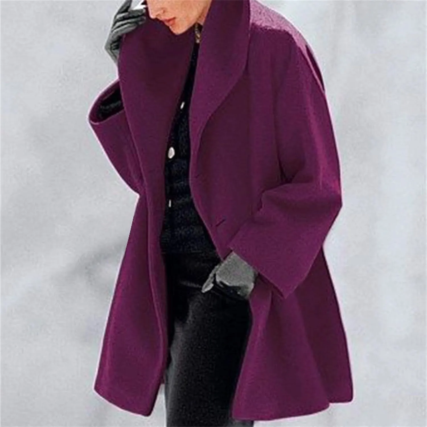 Maiyifu-GJ Womens Wool Blend Coat Single Breasted Trench Jackets with Hood Winter Casual Shawl Collar Overcoat Outerwear