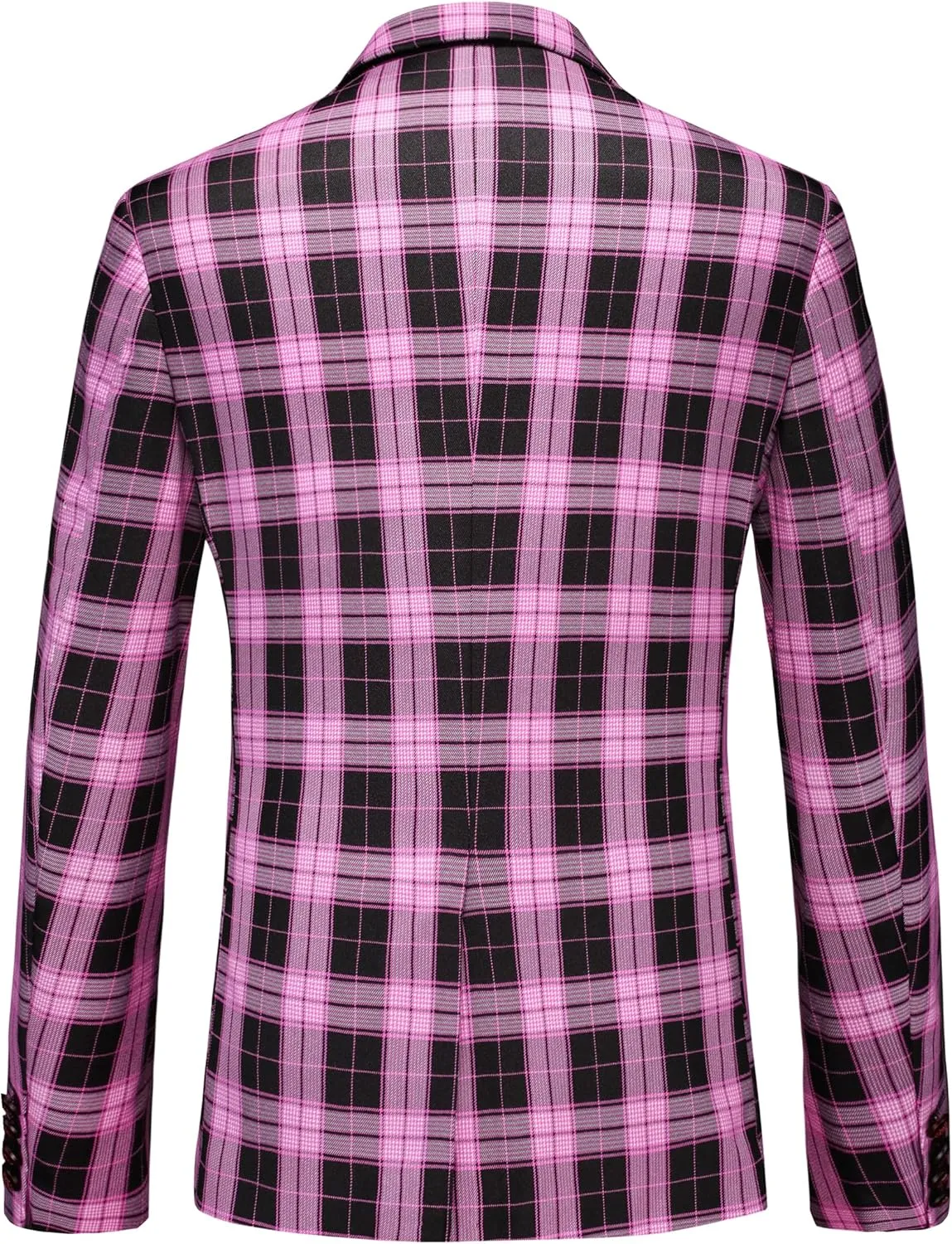 Mens Blazer Plaid Sport Coats One Button Casual Slim Fit Checked Jacket