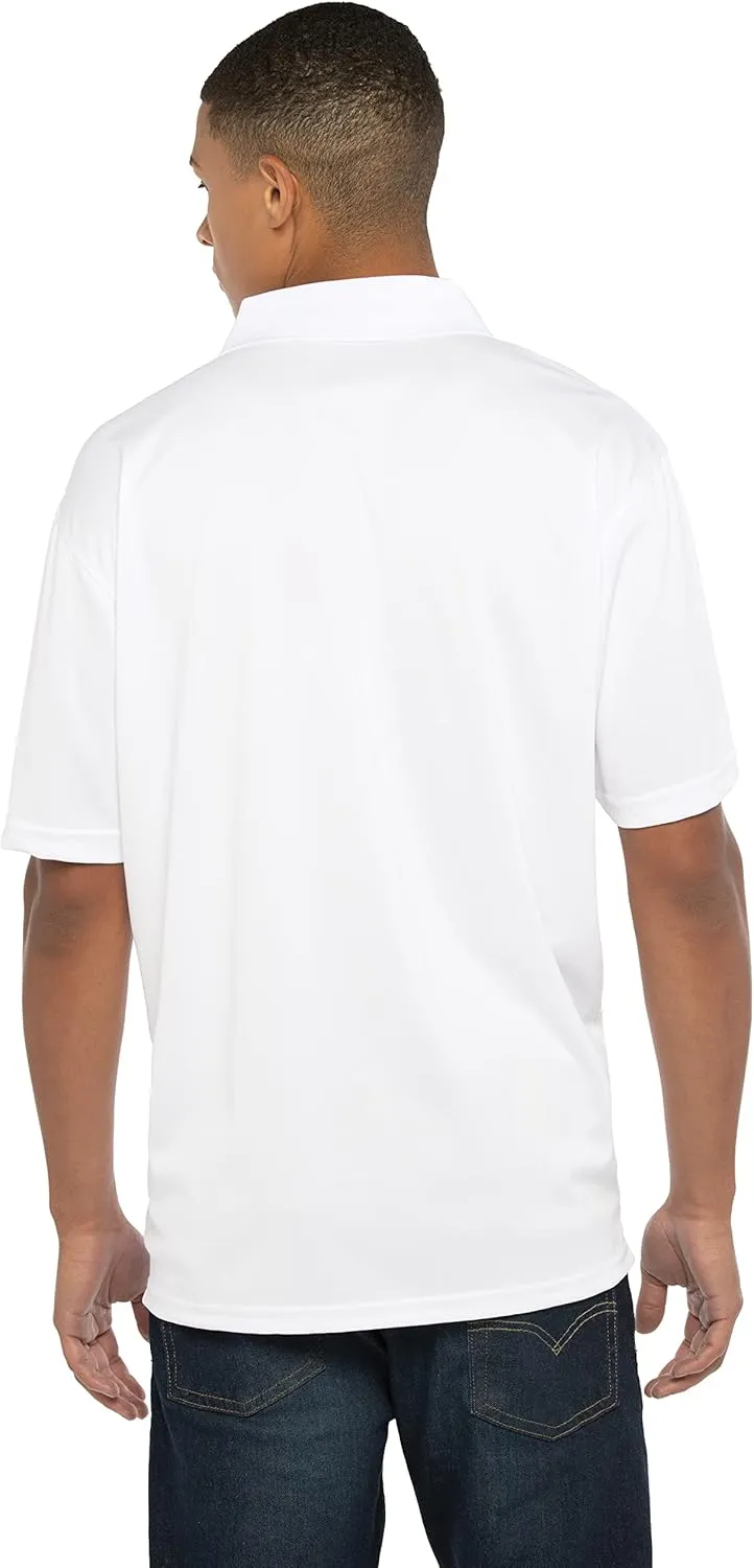 Men's Collegiate Premium Moisture Wicking White Icon Polo