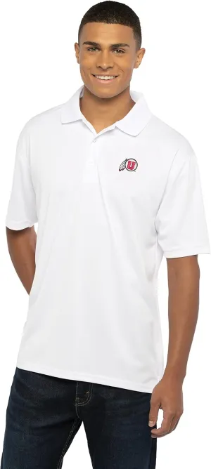 Men's Collegiate Premium Moisture Wicking White Icon Polo