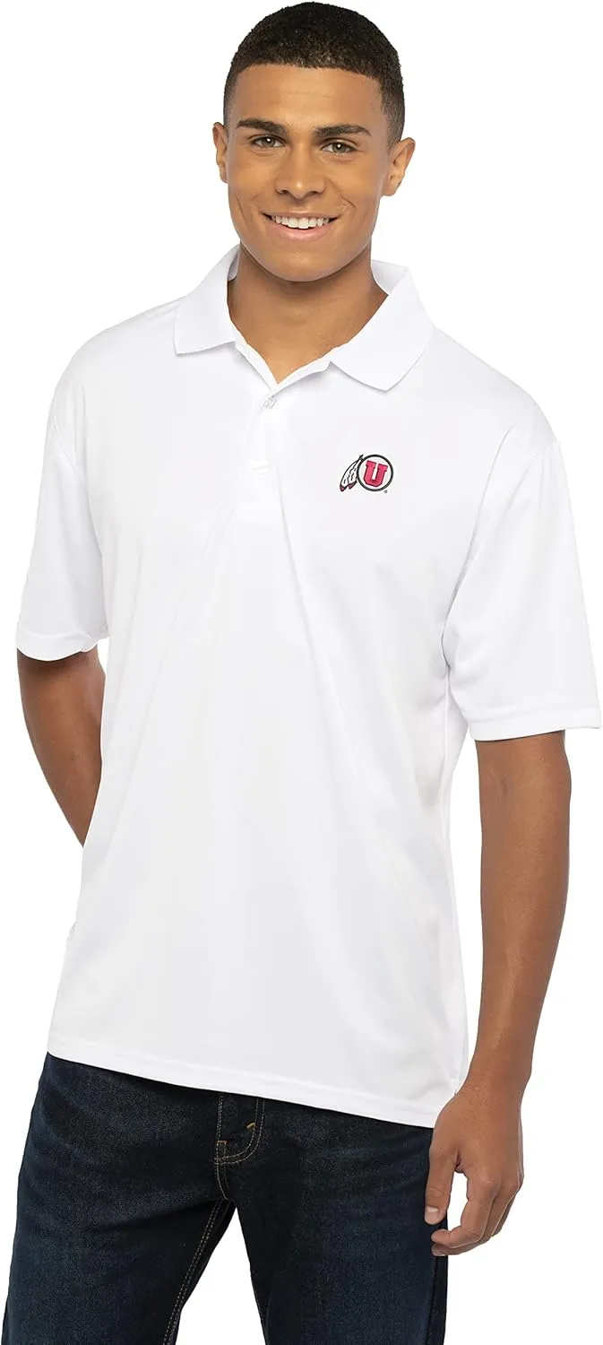 Men's Collegiate Premium Moisture Wicking White Icon Polo