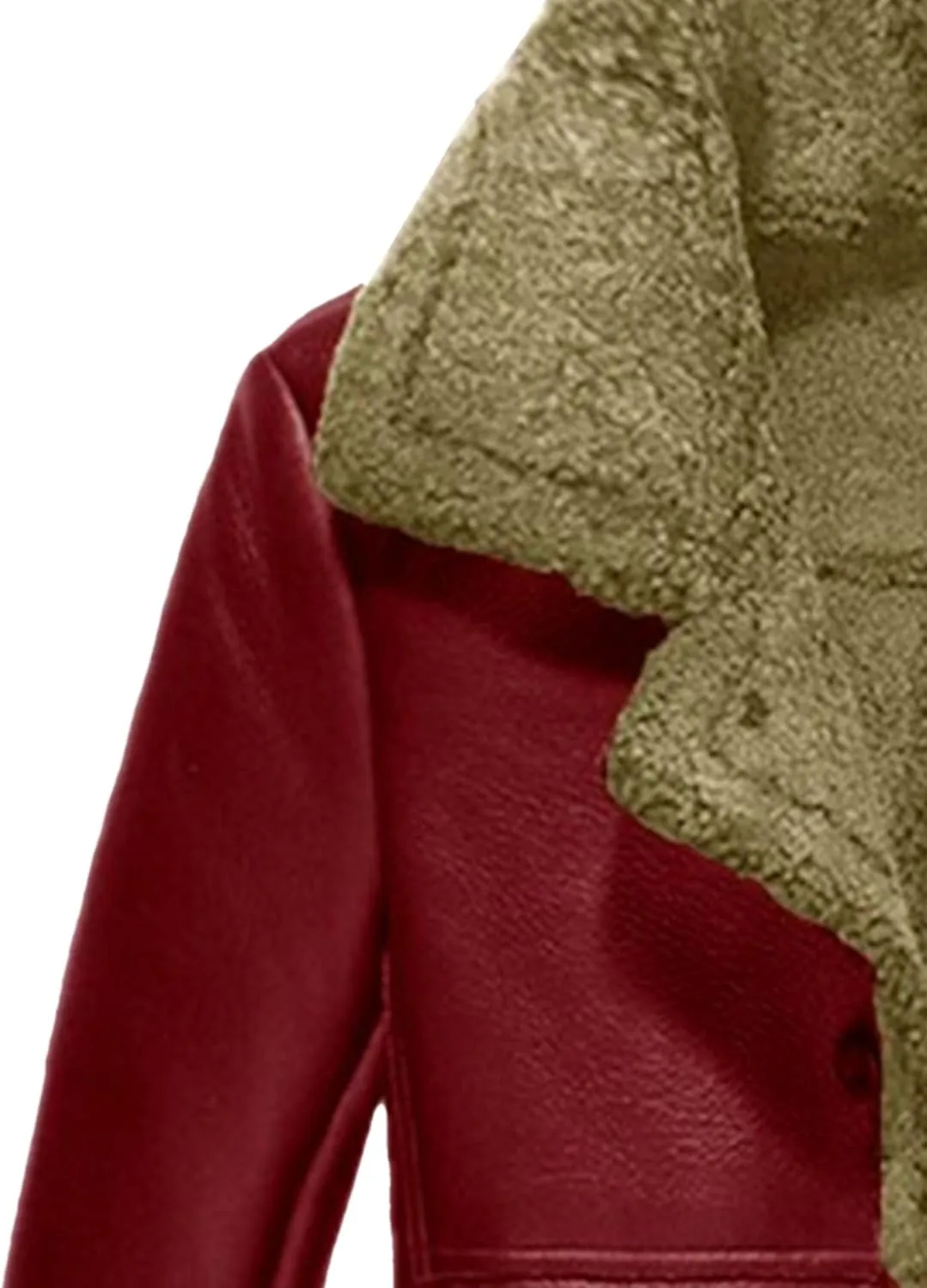 Men's Heavyweight PU Sherpa Jacket Fur Collar Long Trench Coats Faux Suede Winter Sheepskin Fleece Coat