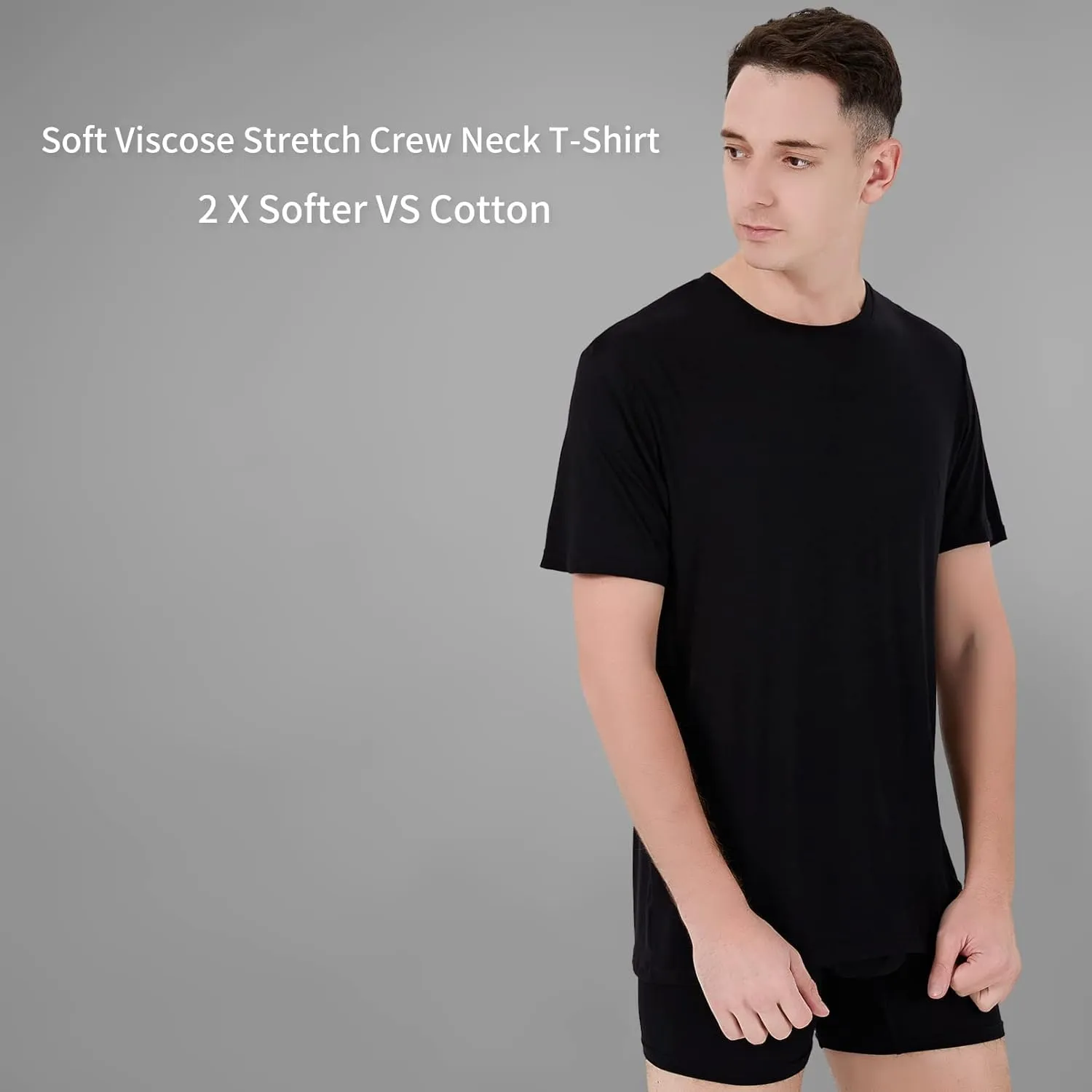 Men's Stretch Viscose Moisture-Wicking Tagless Undershirts, Pack of 3