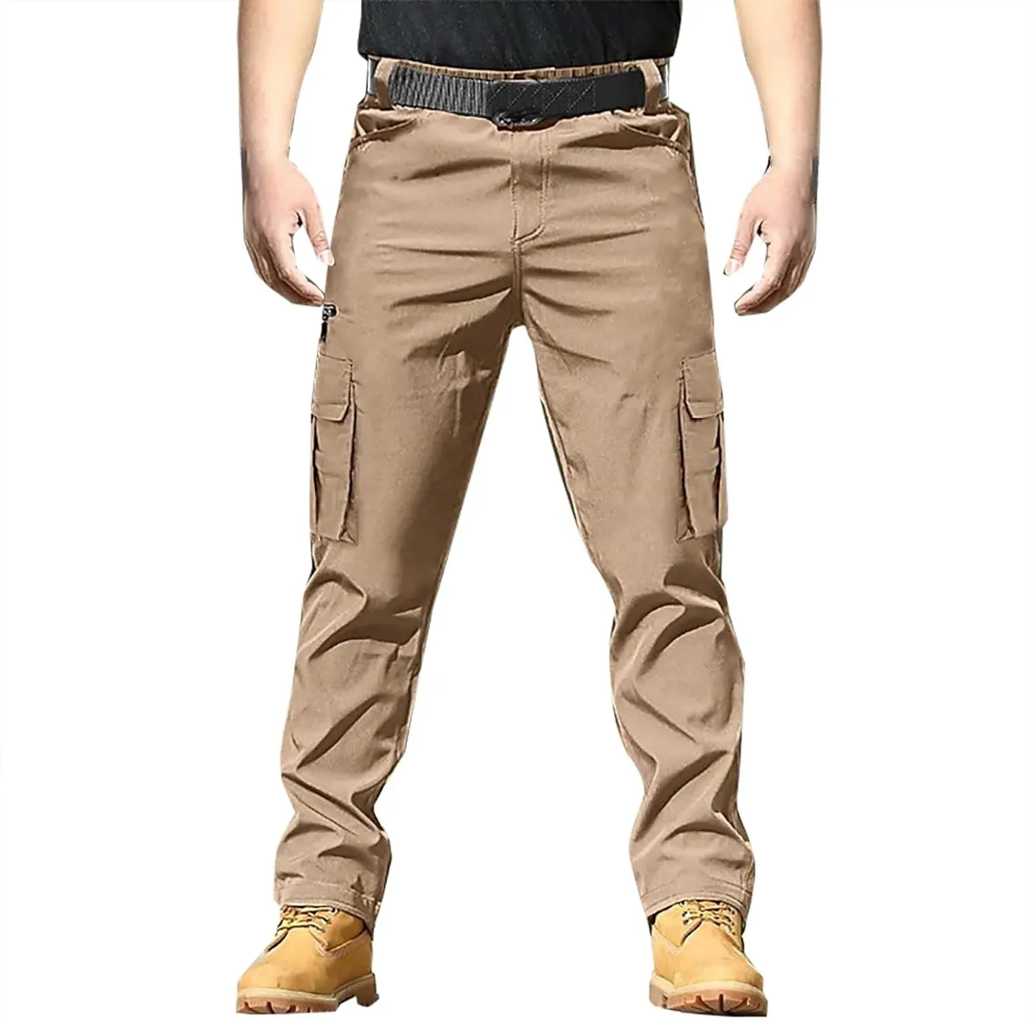 Mens Work Pants Cargo Men's Cargo Pants Trousers Elastic Waist Zipper Pocket Straight Leg Pantalones De Hombre Trabajo