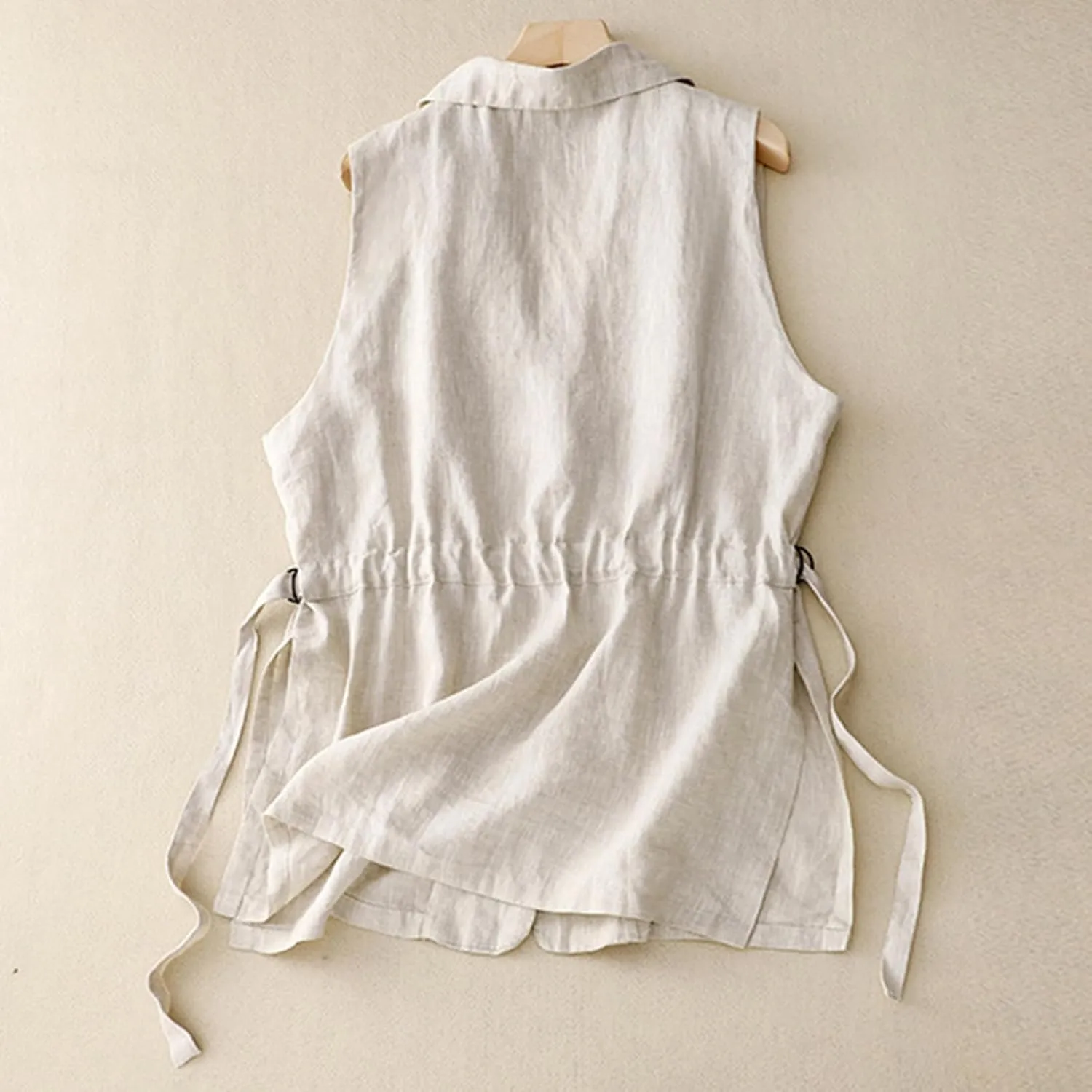 MINTLIMIT Women's Linen Vest Casual Sleeveless Blazers Lightweight Cotton Cardigan Spring Summer Jacket Waistcoat