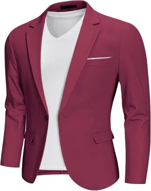 MrSure Mens Linen Blazer, Lightweight Casual Sport Coats, Solid Slim Fit Suit Jacket for Daily