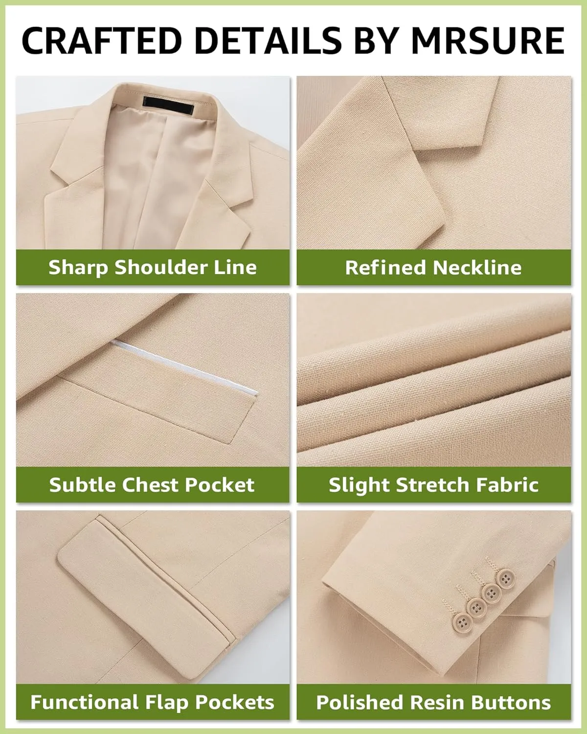 MrSure Mens Linen Blazer, Lightweight Casual Sport Coats, Solid Slim Fit Suit Jacket for Daily