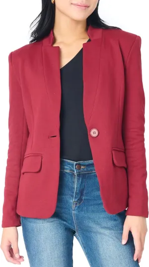 Notch Collar Blazer for Women - Dressy Casual Office Open Front Long Sleeve - Fashion Lined Knit Suit Jacket - (Sizes Vary)