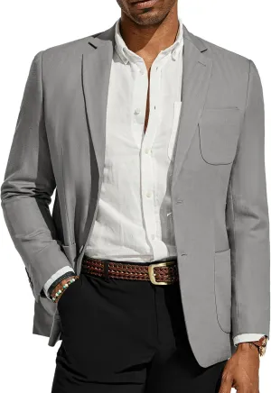 PJ PAUL JONES Men's Blazer Jacket Cotton Linen Sports Coats Regular Fit Two Buttons Herringbone Suit Jackets