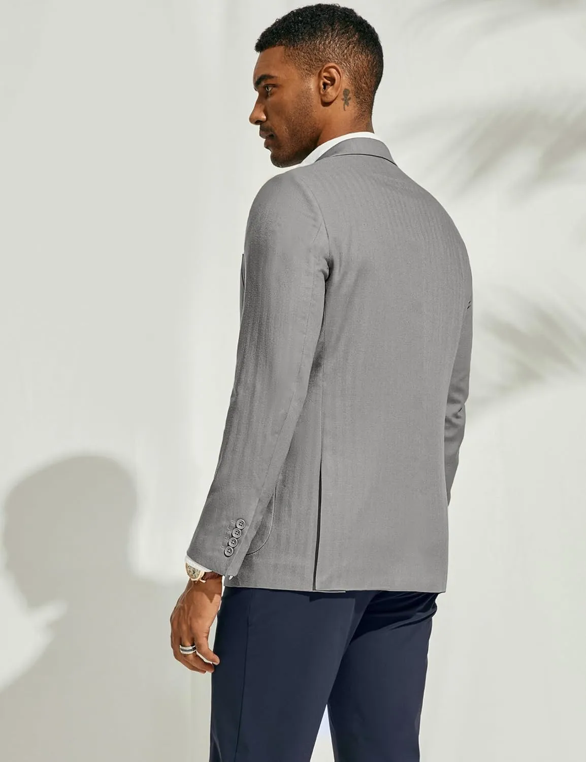 PJ PAUL JONES Men's Blazer Jacket Cotton Linen Sports Coats Regular Fit Two Buttons Herringbone Suit Jackets