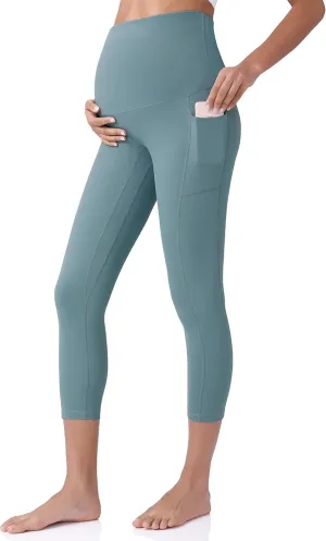 POSHDIVAH Women's Maternity Capri Leggings Over The Belly Pregnancy Workout Active Stretchy Pants with Pockets