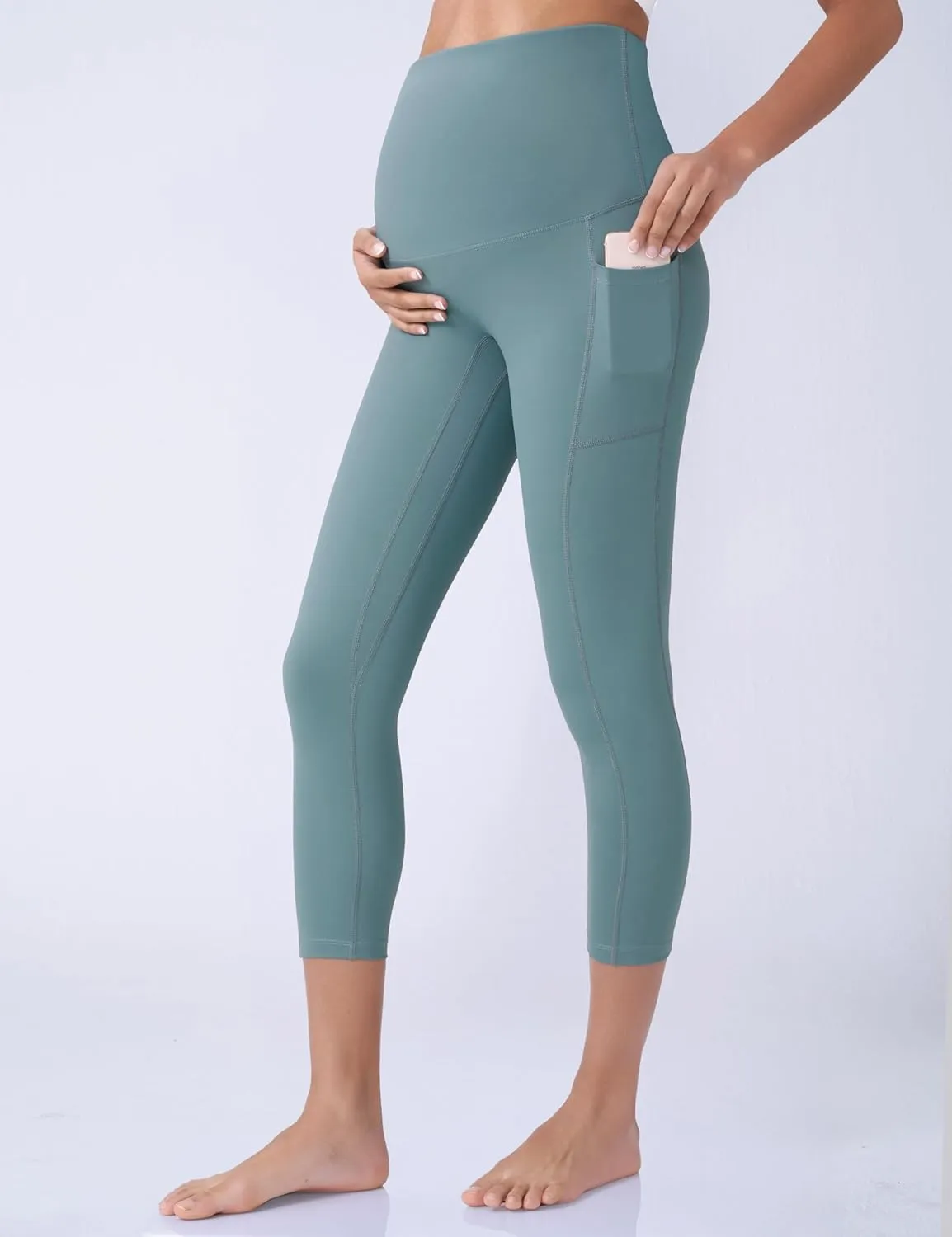 POSHDIVAH Women's Maternity Capri Leggings Over The Belly Pregnancy Workout Active Stretchy Pants with Pockets