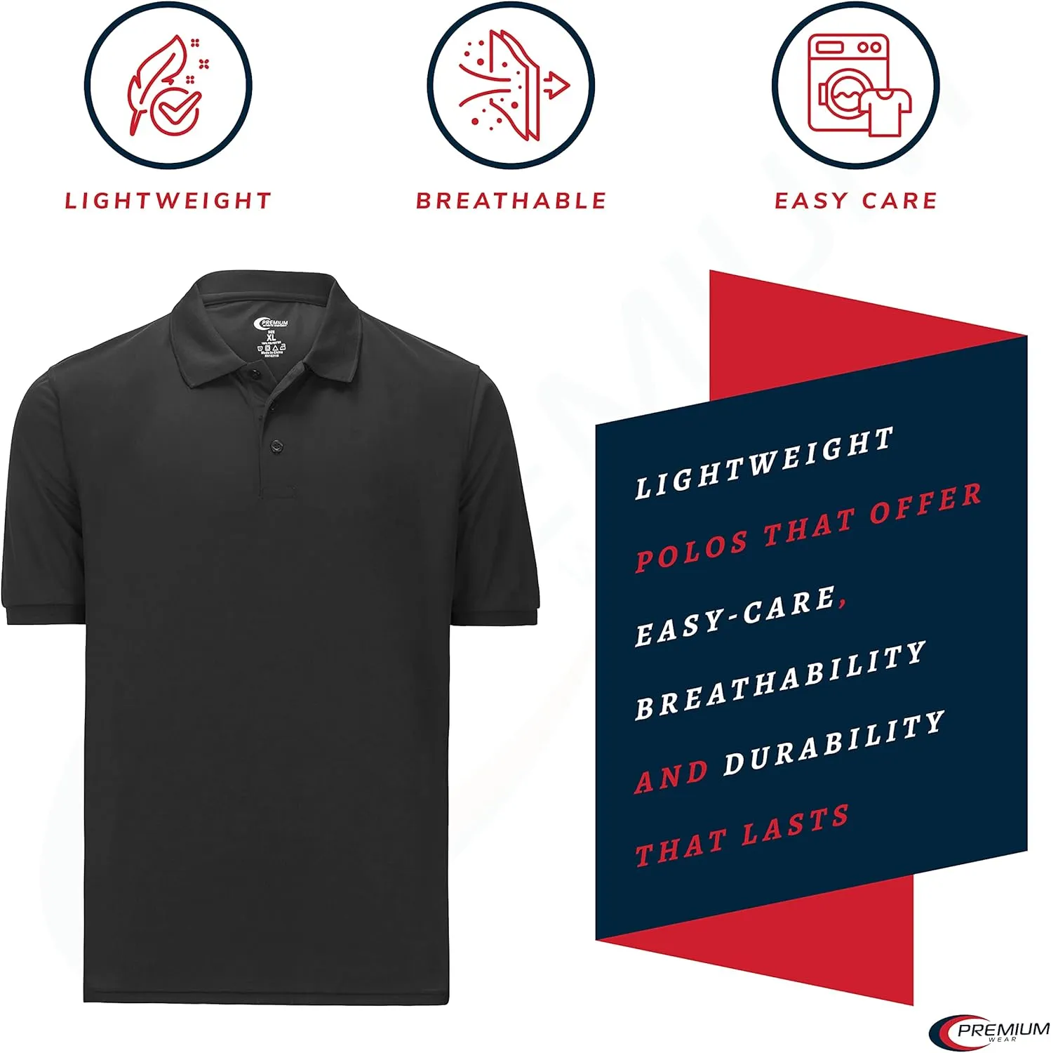 Premium Wear Men's High Moisture Wicking Polo T Shirts