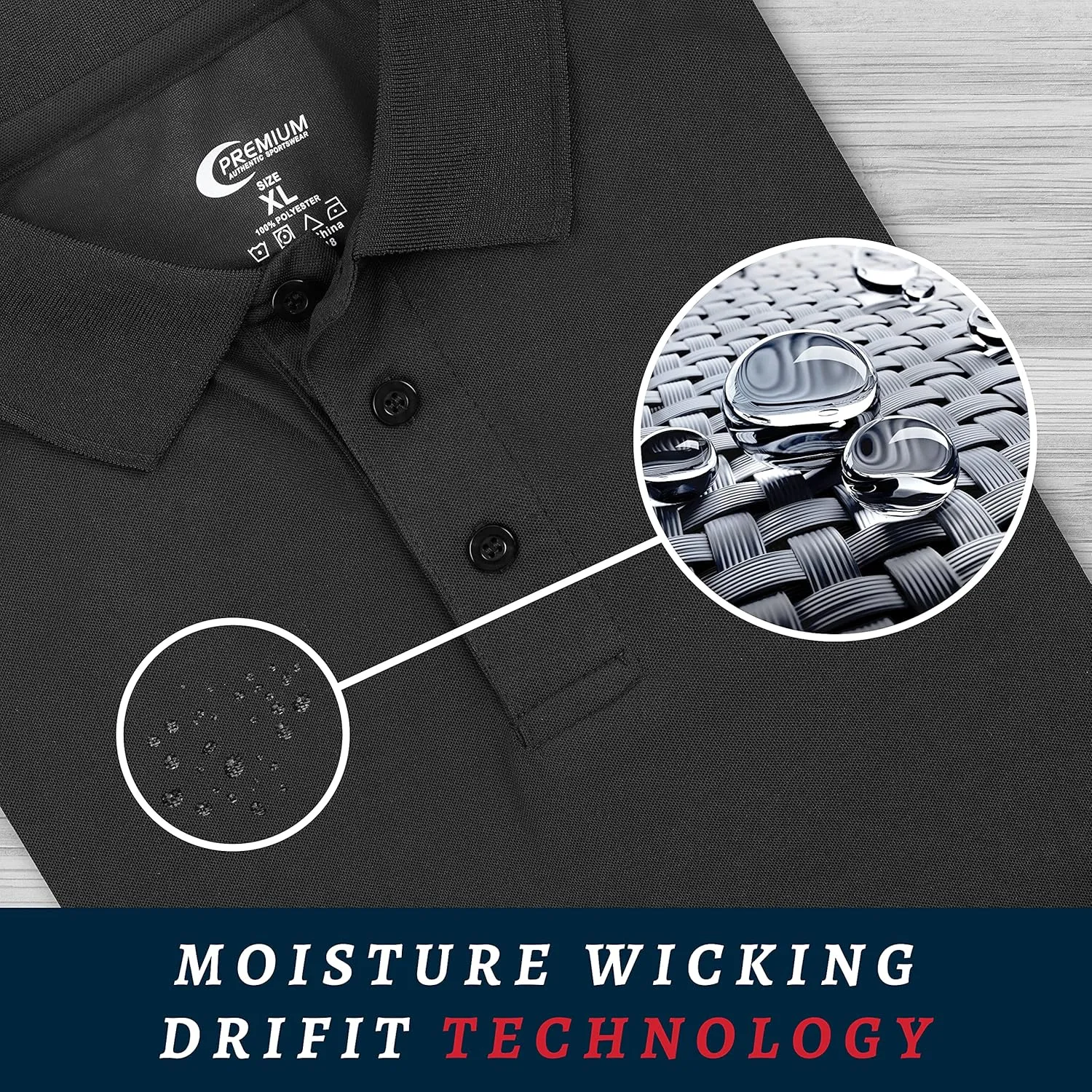 Premium Wear Men's High Moisture Wicking Polo T Shirts
