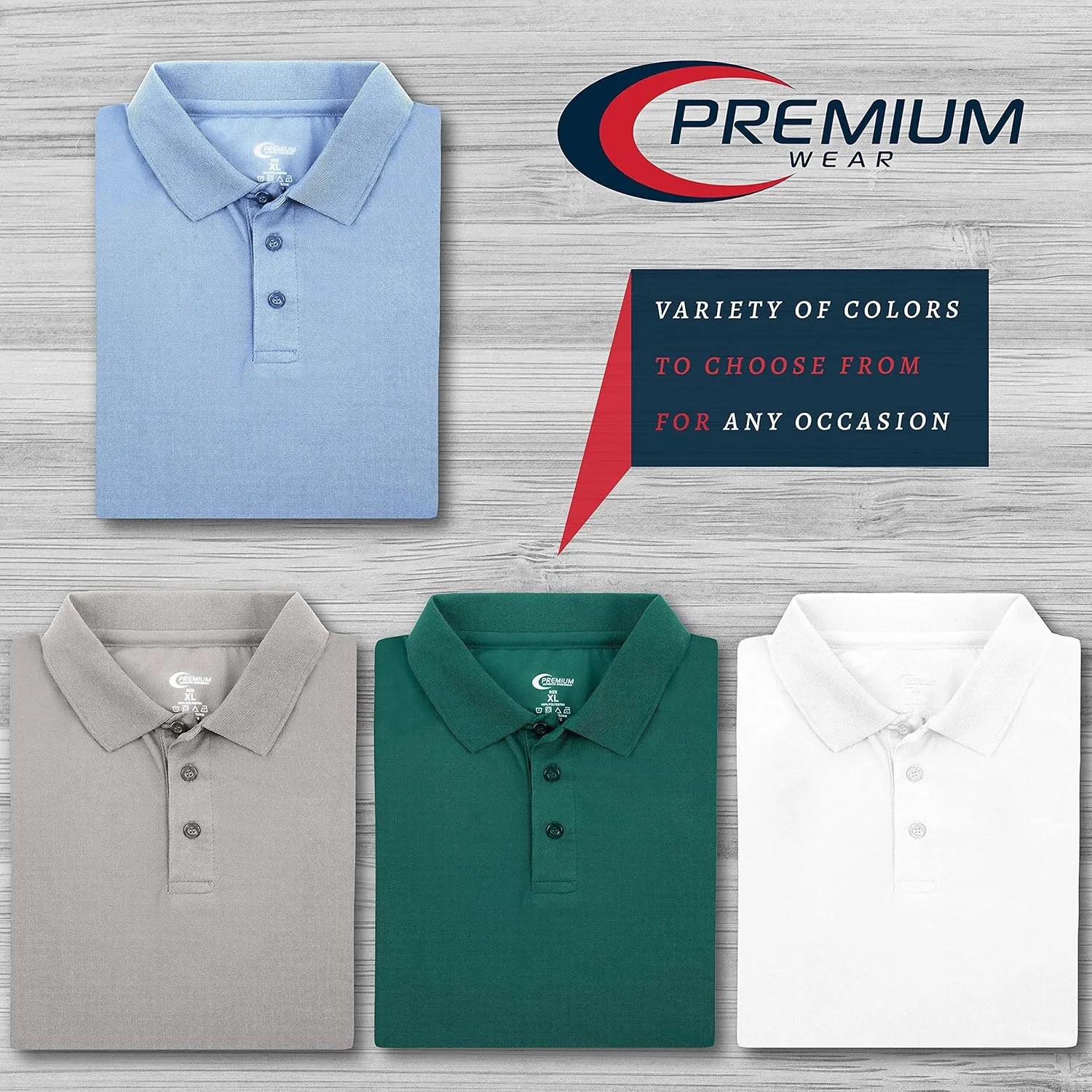 Premium Wear Men's High Moisture Wicking Polo T Shirts