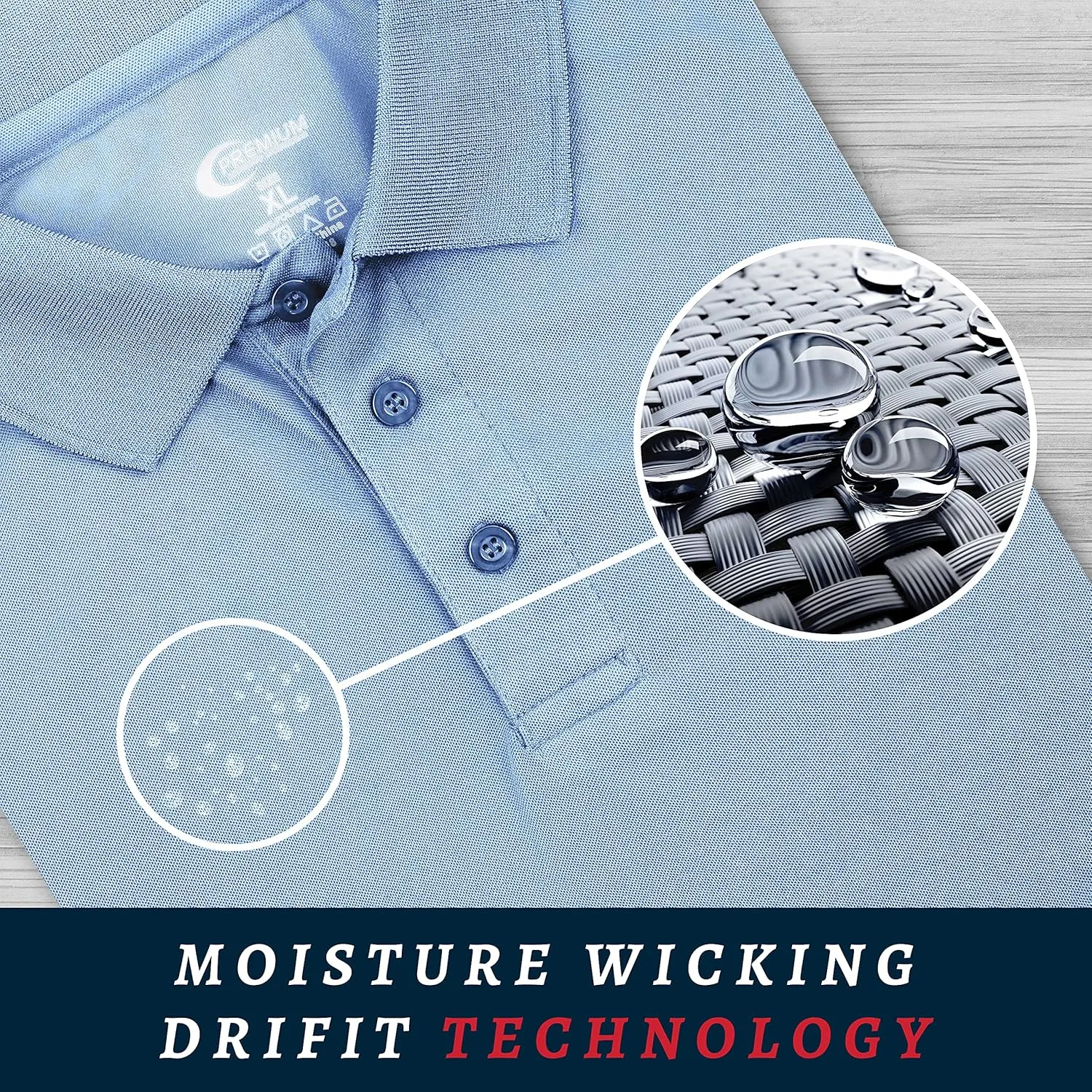 Premium Wear Men's High Moisture Wicking Polo T Shirts