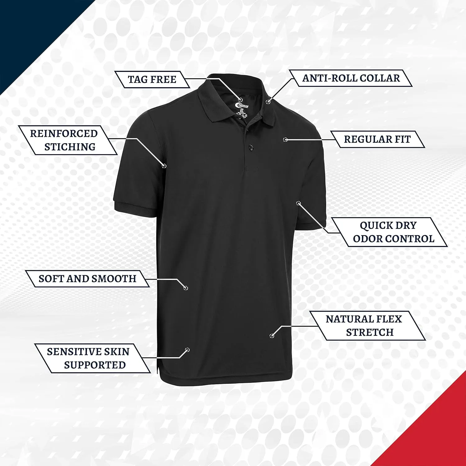Premium Wear Men's High Moisture Wicking Polo T Shirts