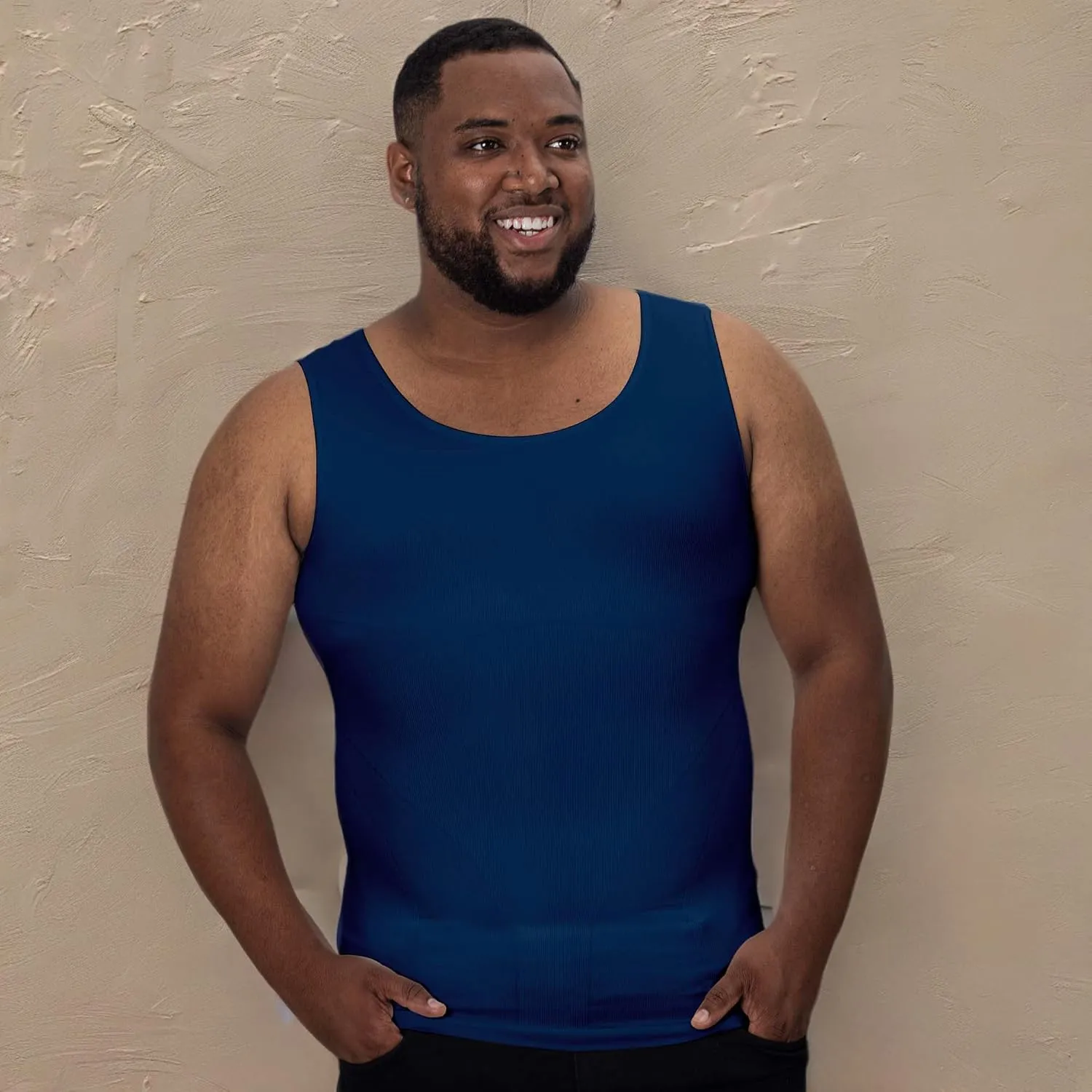 QORE LOGIQ Gynecomastia Compression Shirts for Men - Sleeveless Slimming Undershirts Tummy Control and Body Shaper Tank Top
