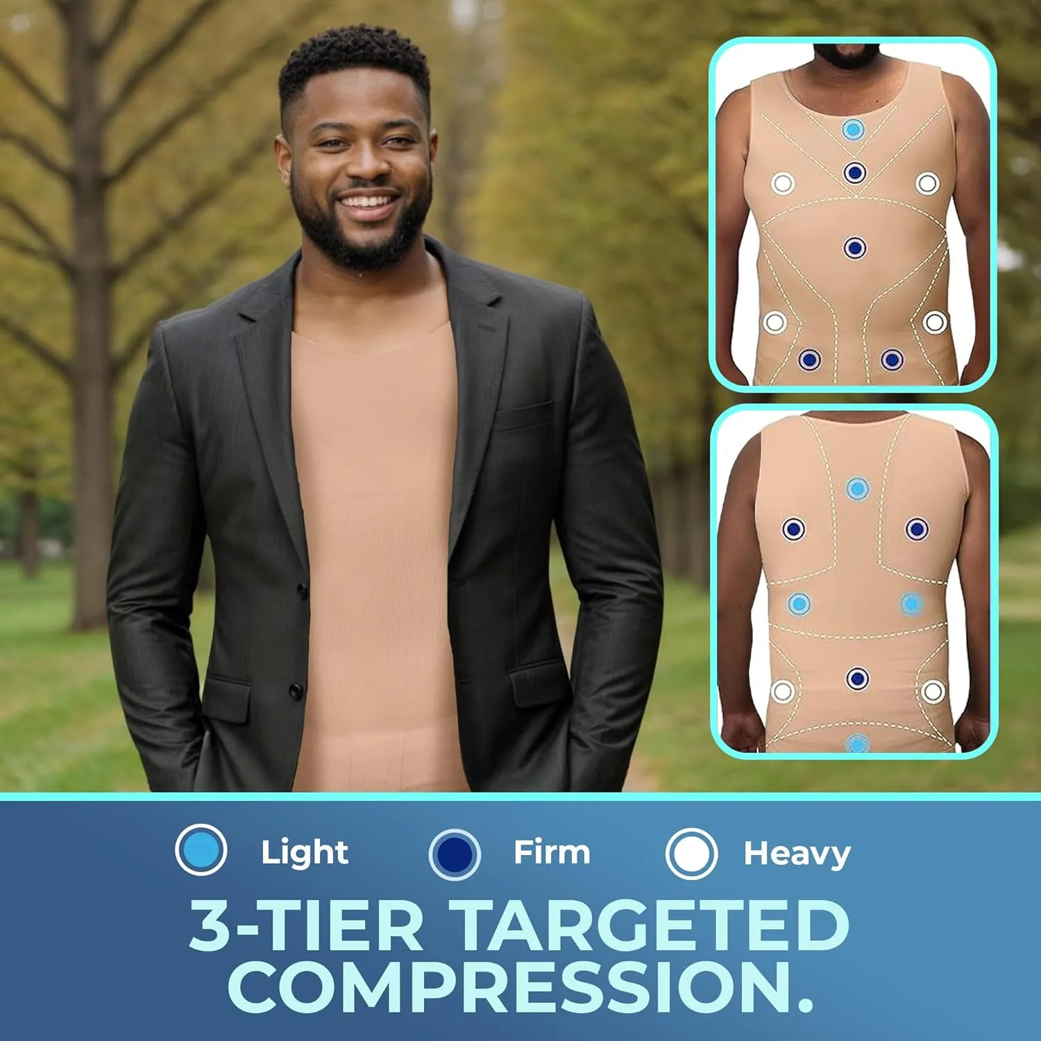 QORE LOGIQ Gynecomastia Compression Shirts for Men - Sleeveless Slimming Undershirts Tummy Control and Body Shaper Tank Top