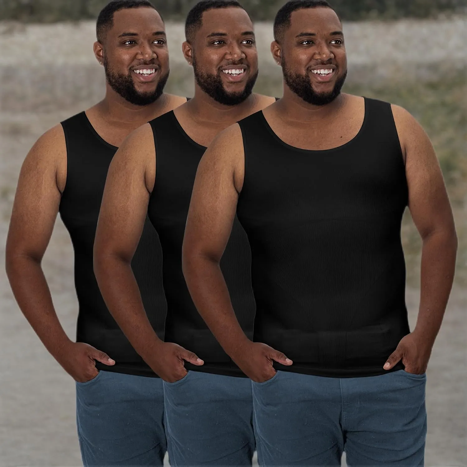 QORE LOGIQ Gynecomastia Compression Shirts for Men - Sleeveless Slimming Undershirts Tummy Control and Body Shaper Tank Top