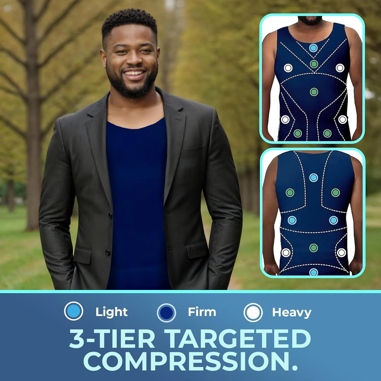 QORE LOGIQ Gynecomastia Compression Shirts for Men - Sleeveless Slimming Undershirts Tummy Control and Body Shaper Tank Top