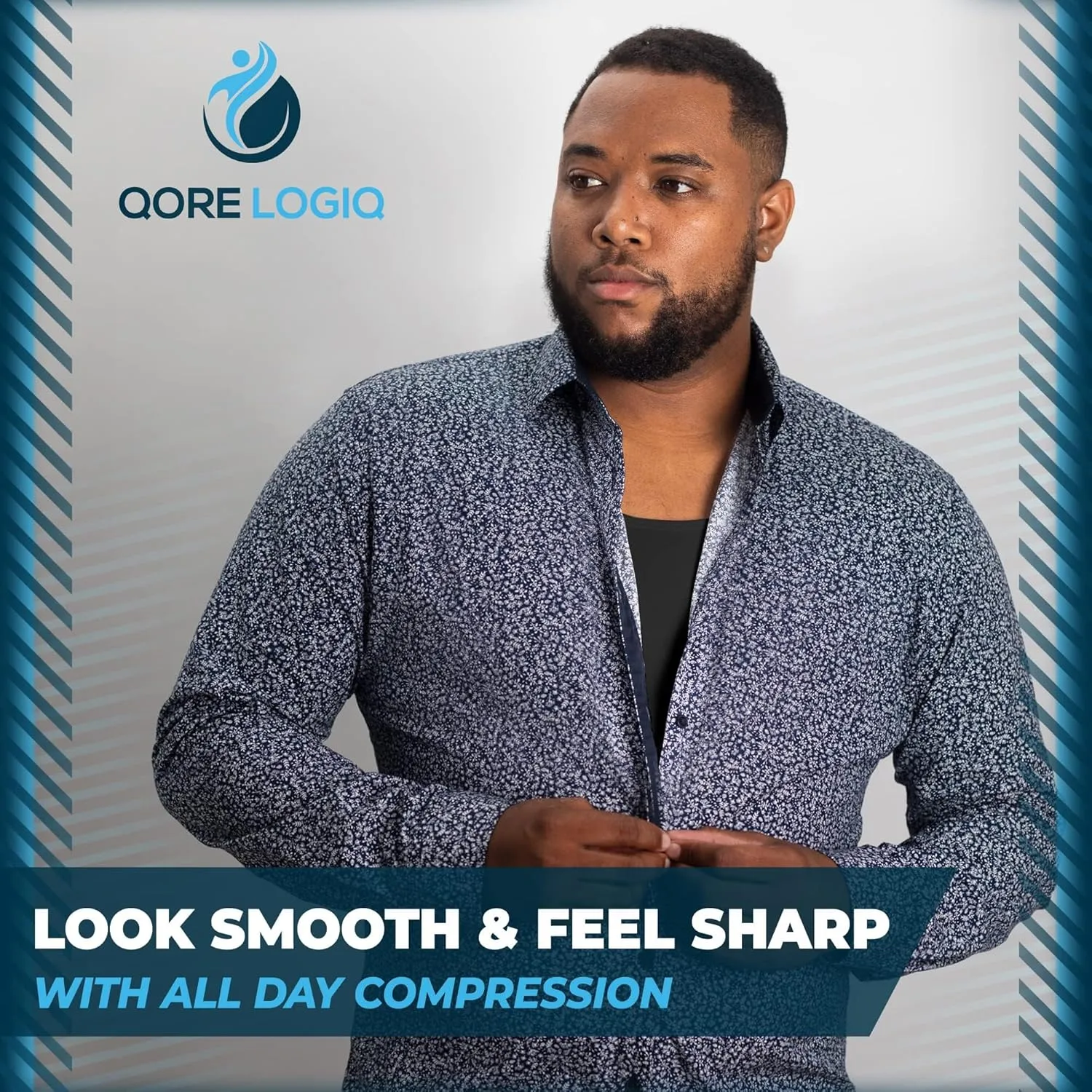 QORE LOGIQ Gynecomastia Compression Shirts for Men - Sleeveless Slimming Undershirts Tummy Control and Body Shaper Tank Top