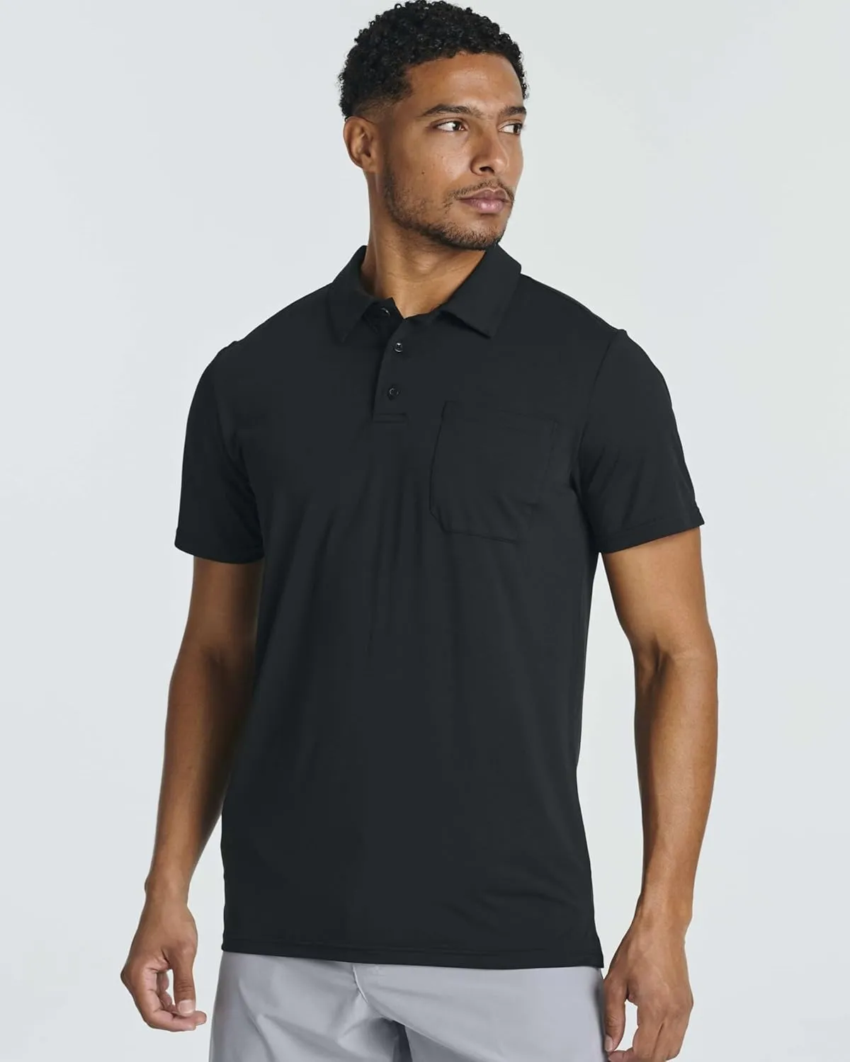 Real Essentials 3 Pack: Men's Short Sleeve Pocket Polo Shirt Dry-Fit Performance Tactical Golf (Available in Big & Tall)