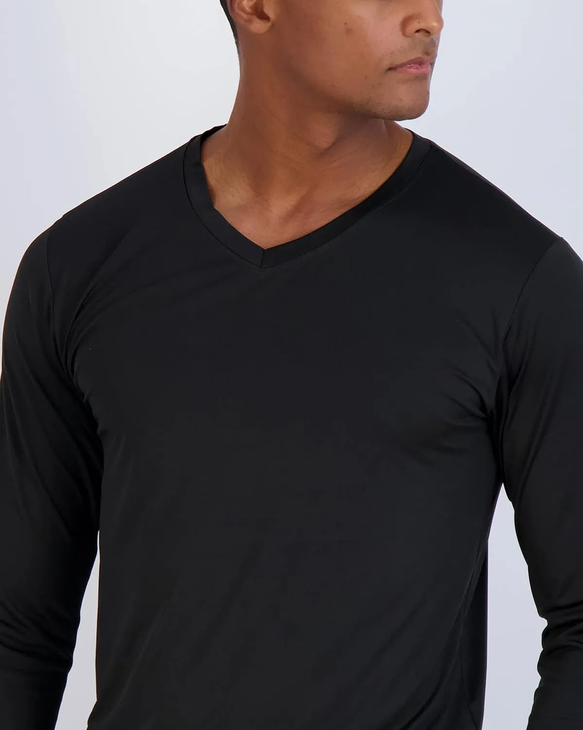 Real Essentials 4 Pack: Men's Dry Fit Long Sleeve V-Neck Active T-Shirt - Athletic Outdoor UPF 50  (Available in Big & Tall)