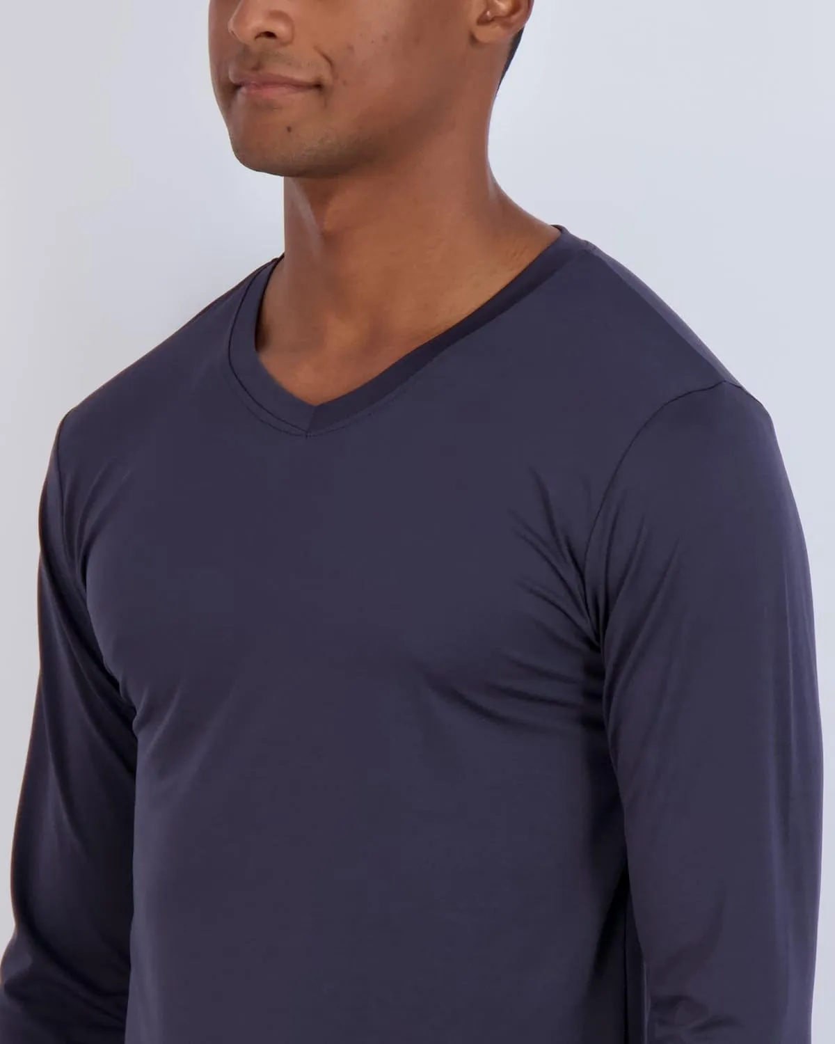 Real Essentials 4 Pack: Men's Dry Fit Long Sleeve V-Neck Active T-Shirt - Athletic Outdoor UPF 50  (Available in Big & Tall)