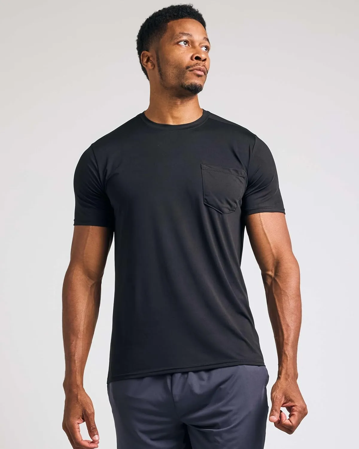 Real Essentials 4 Pack: Men's Dry-Fit Short Sleeve Pocket Crew Performance Athletic T-Shirt (Available in Big & Tall)