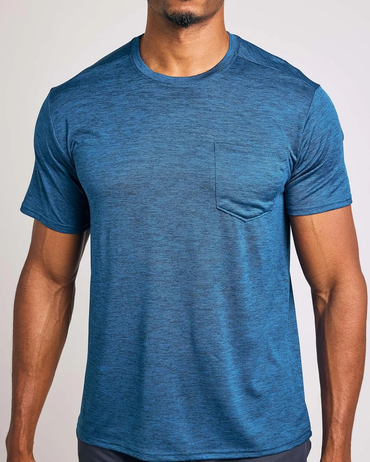 Real Essentials 4 Pack: Men's Dry-Fit Short Sleeve Pocket Crew Performance Athletic T-Shirt (Available in Big & Tall)