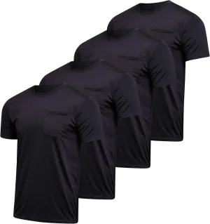 Real Essentials 4 Pack: Men's Dry-Fit Short Sleeve Pocket Crew Performance Athletic T-Shirt (Available in Big & Tall)