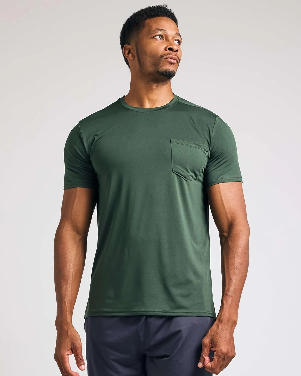 Real Essentials 4 Pack: Men's Dry-Fit Short Sleeve Pocket Crew Performance Athletic T-Shirt (Available in Big & Tall)
