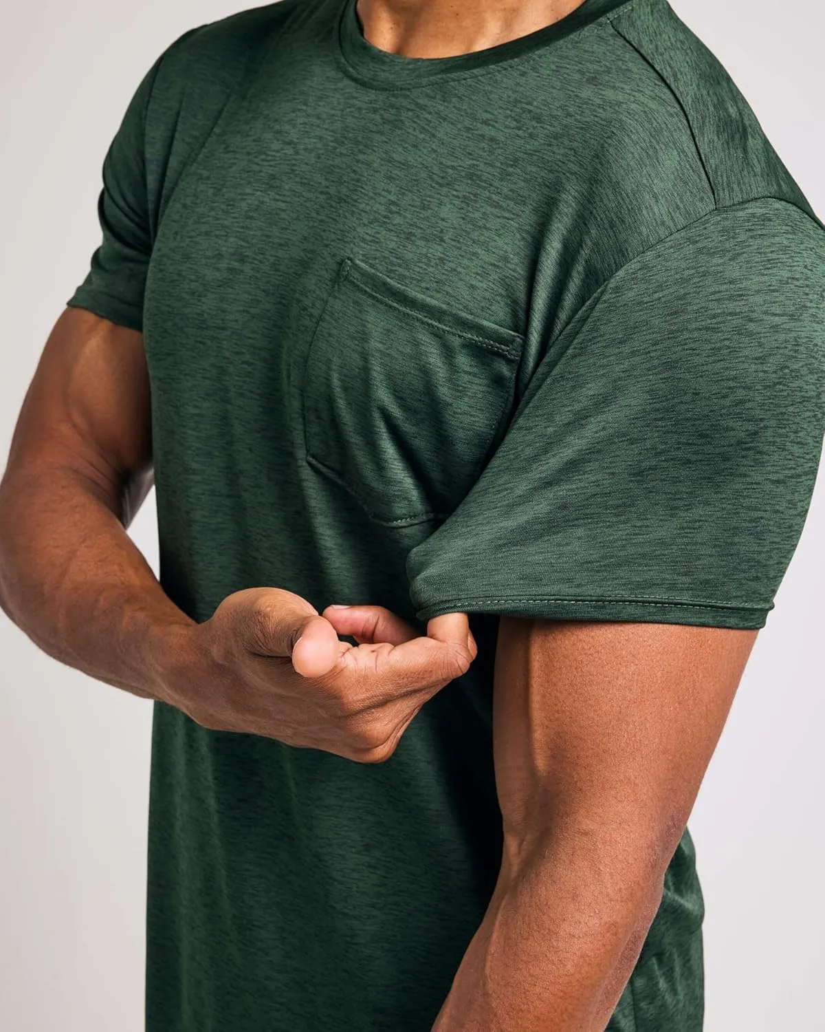 Real Essentials 4 Pack: Men's Dry-Fit Short Sleeve Pocket Crew Performance Athletic T-Shirt (Available in Big & Tall)