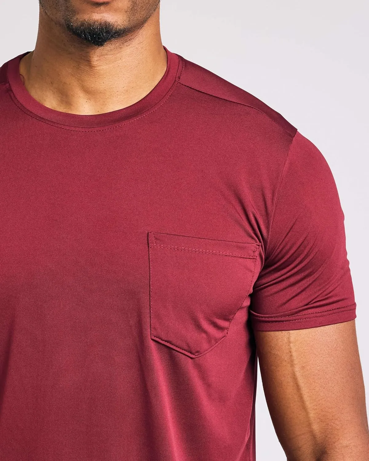 Real Essentials 4 Pack: Men's Dry-Fit Short Sleeve Pocket Crew Performance Athletic T-Shirt (Available in Big & Tall)