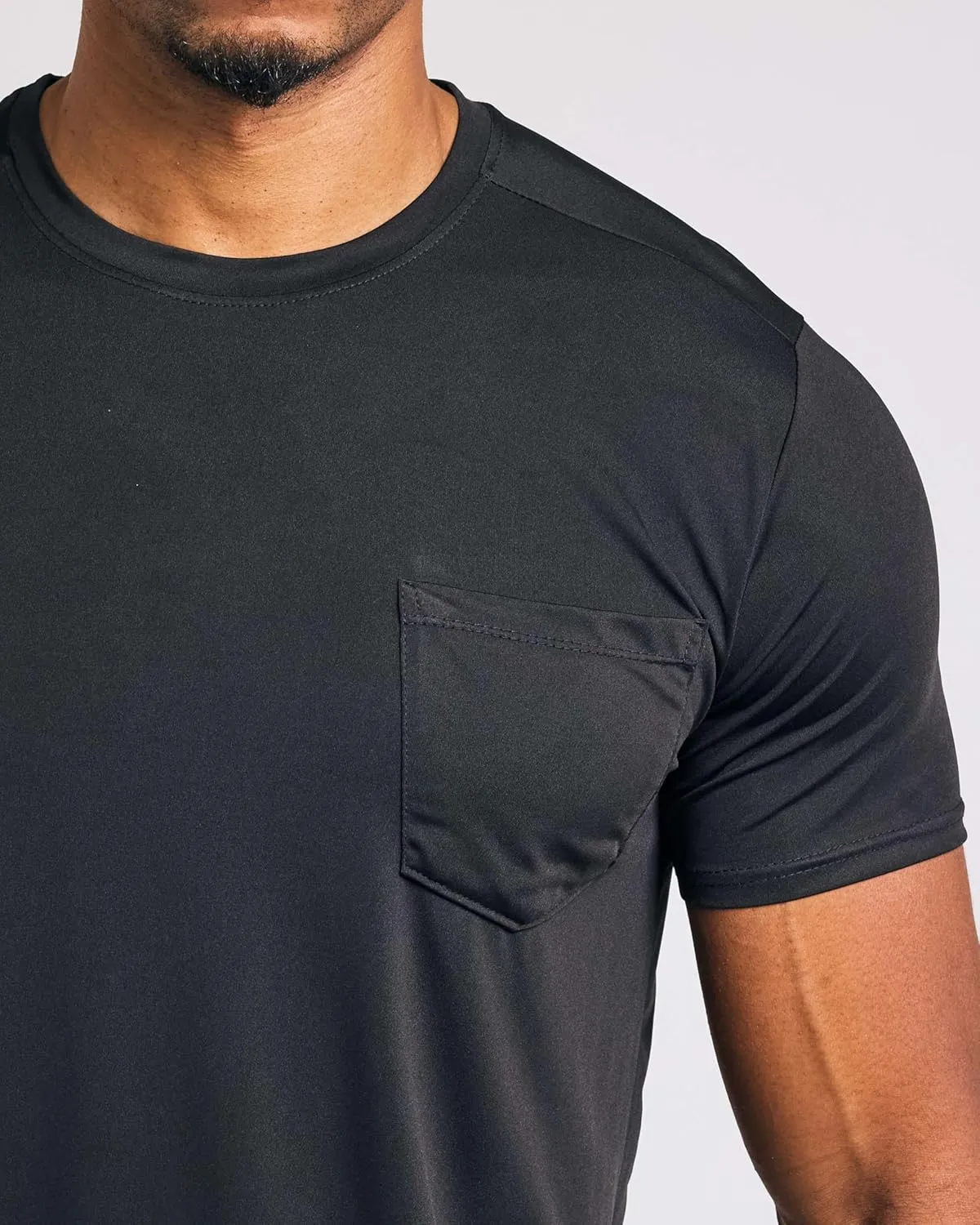 Real Essentials 4 Pack: Men's Dry-Fit Short Sleeve Pocket Crew Performance Athletic T-Shirt (Available in Big & Tall)