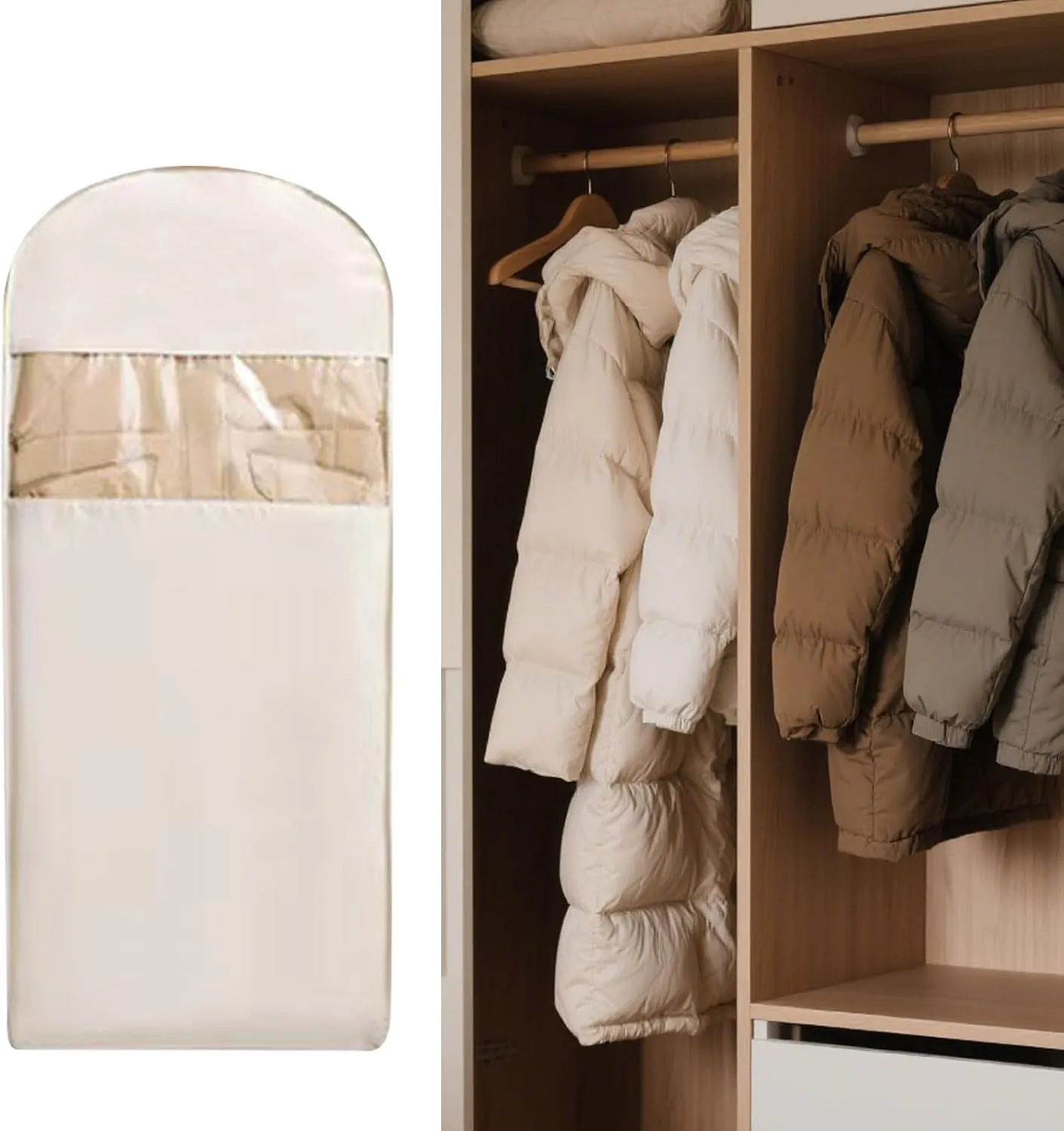 Space-Saving Garment Cover - Hangable Clothing Protector, Foldable Garment Organizer, Closet Organizer for Shared Living, Compression Bag for Seasonal Clothing with for Maximizing Storage in Small Clo