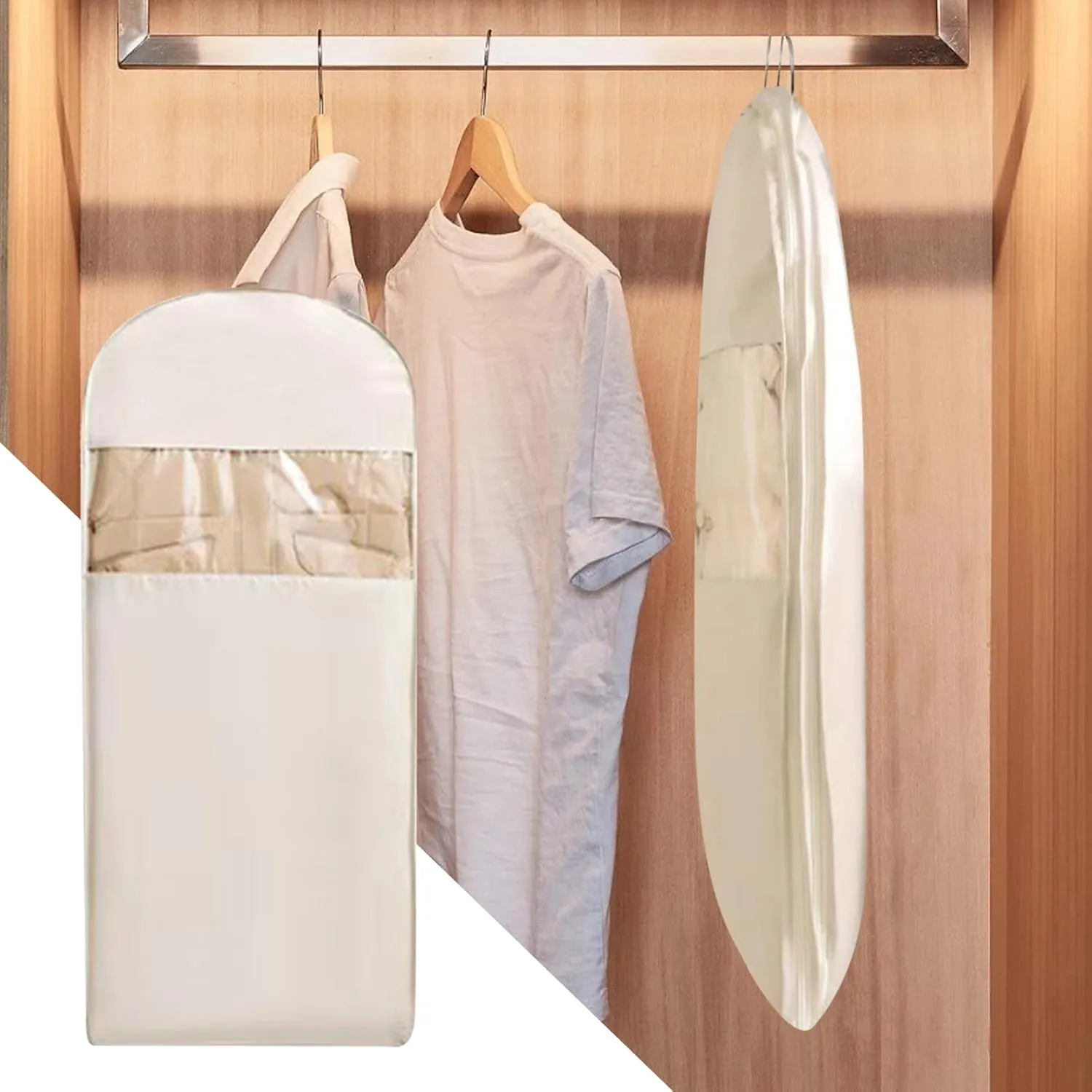 Space-Saving Garment Cover - Hangable Clothing Protector, Foldable Garment Organizer, Closet Organizer for Shared Living, Compression Bag for Seasonal Clothing with for Maximizing Storage in Small Clo