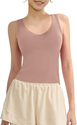 Tank Top with Built in Bra for Women Wide Strap Athletic Shelf Bra Workout Slim Fit Basic Lingerie Camisoles Tank Top with Built in Bra for Women Wide Strap Athletic Shelf Bra Workout Slim Fit Basic Lingerie Camisoles
