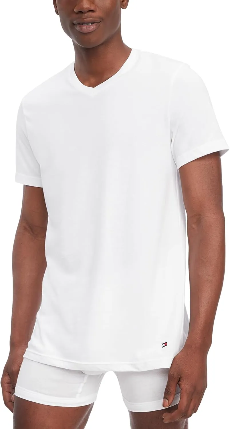 Tommy Hilfiger Men's Cotton Classics V-Neck Undershirts, 3-Pack