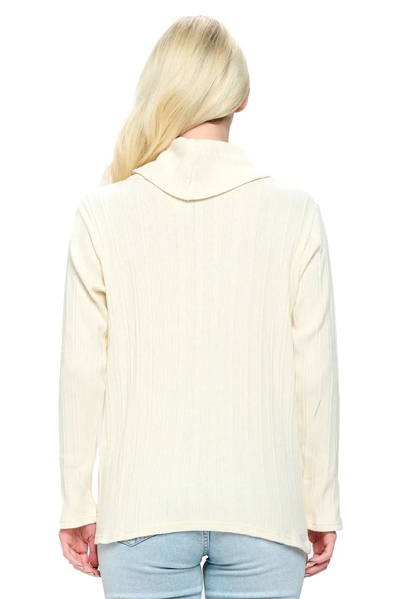 Top Ribbed Cowl Neck