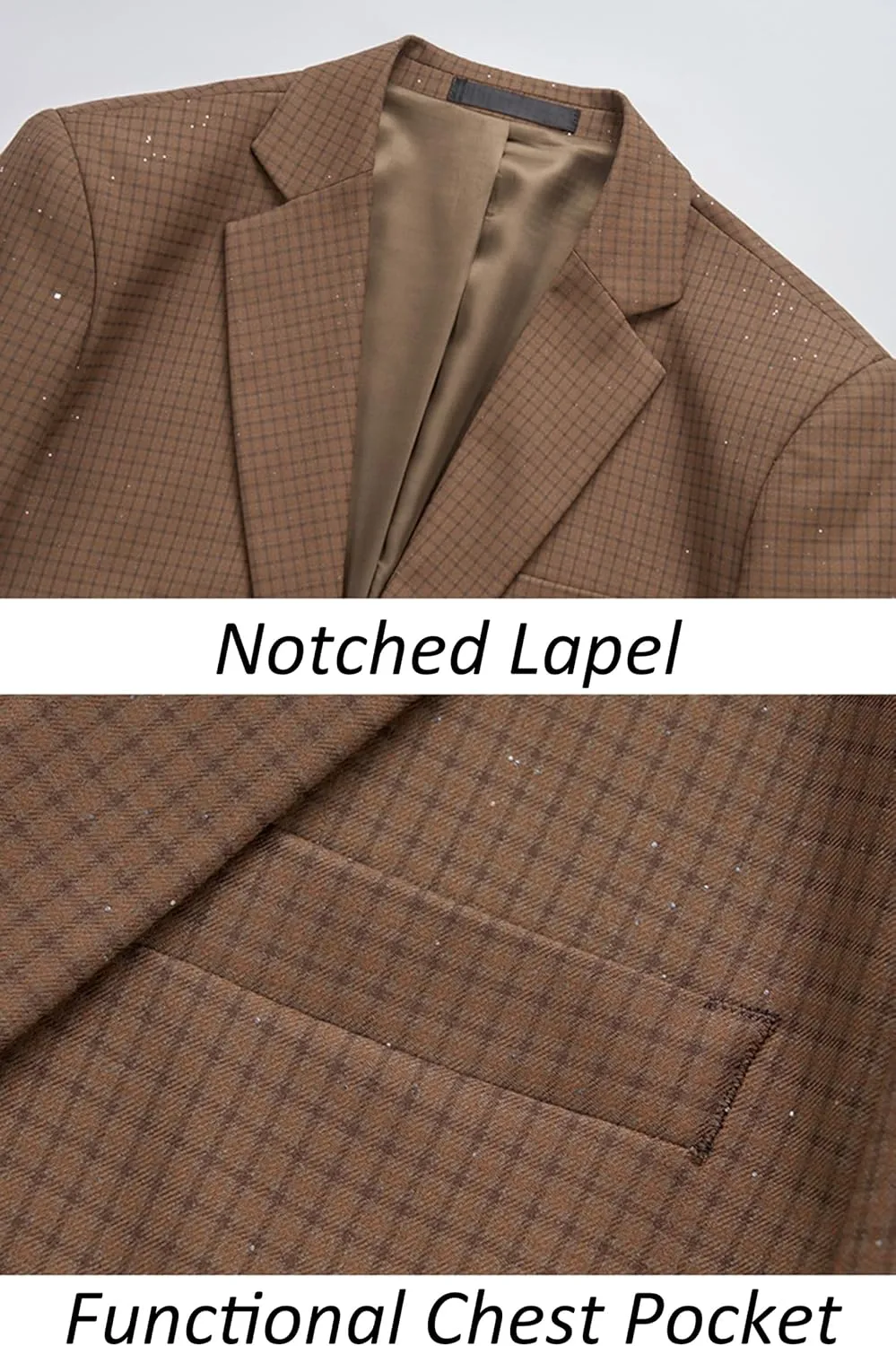 UNINUKOO Men's Blazer Plaid Casual Slim Fit Sport Coats One Button Lightweight Checkered Suit Jacket
