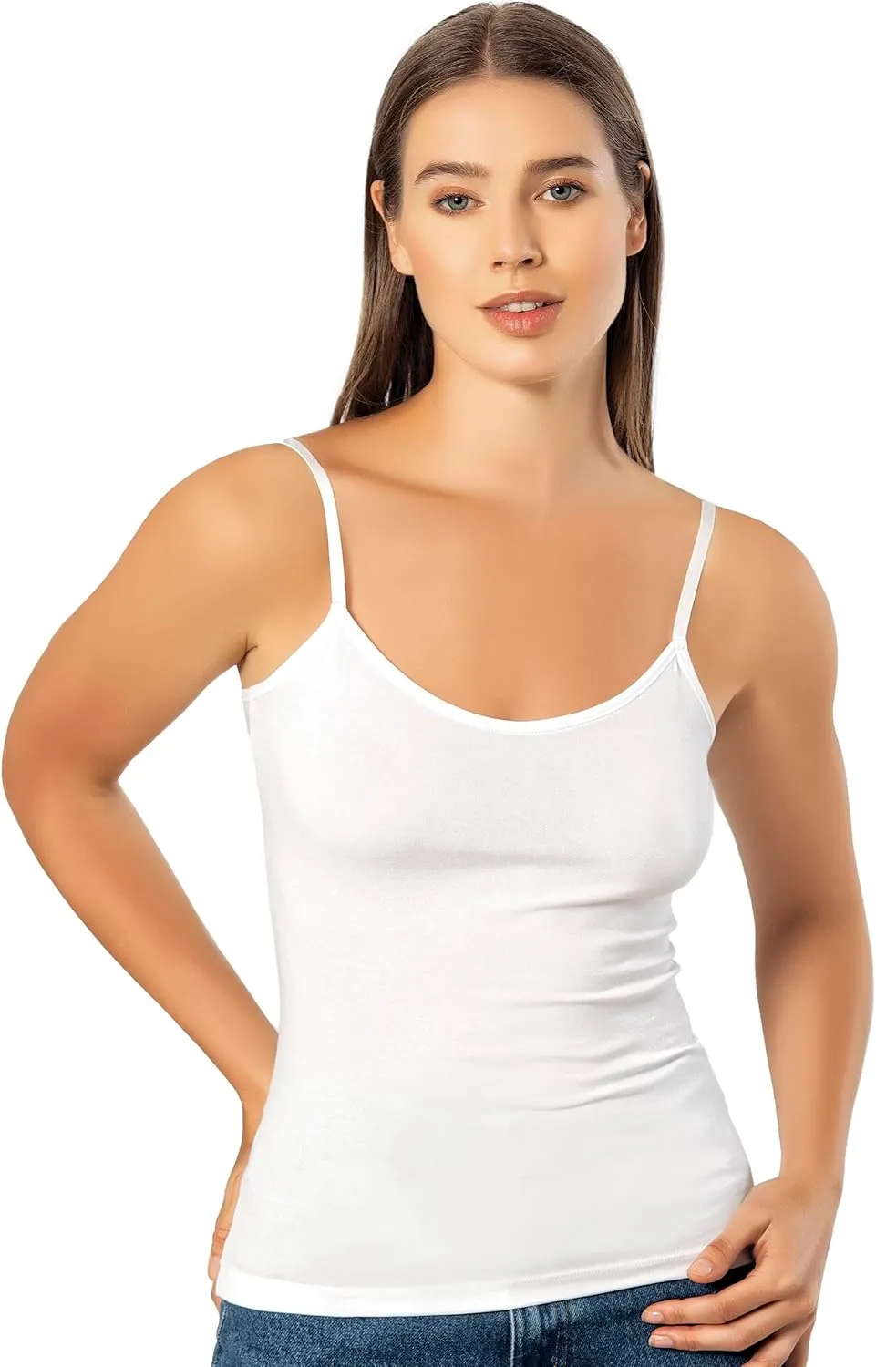 VAVONNE Spaghetti Strap Camisole Tank Tops for Women, Basic Slim-Fit Cotton Cami Undershirts