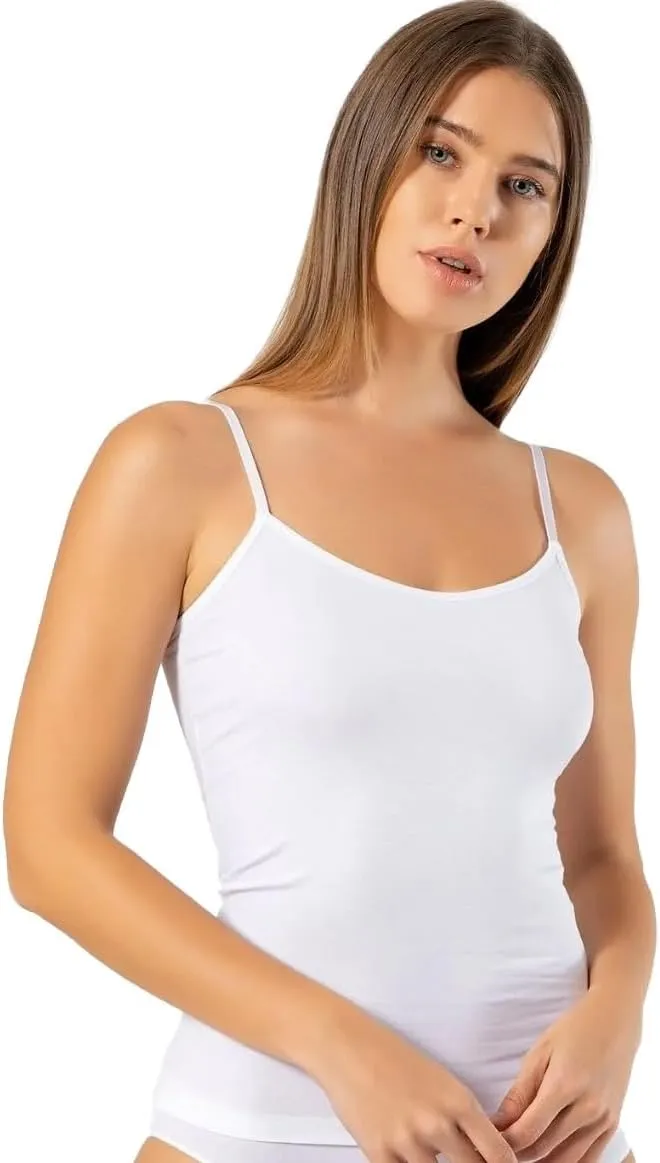 VAVONNE Spaghetti Strap Camisole Tank Tops for Women, Basic Slim-Fit Cotton Cami Undershirts