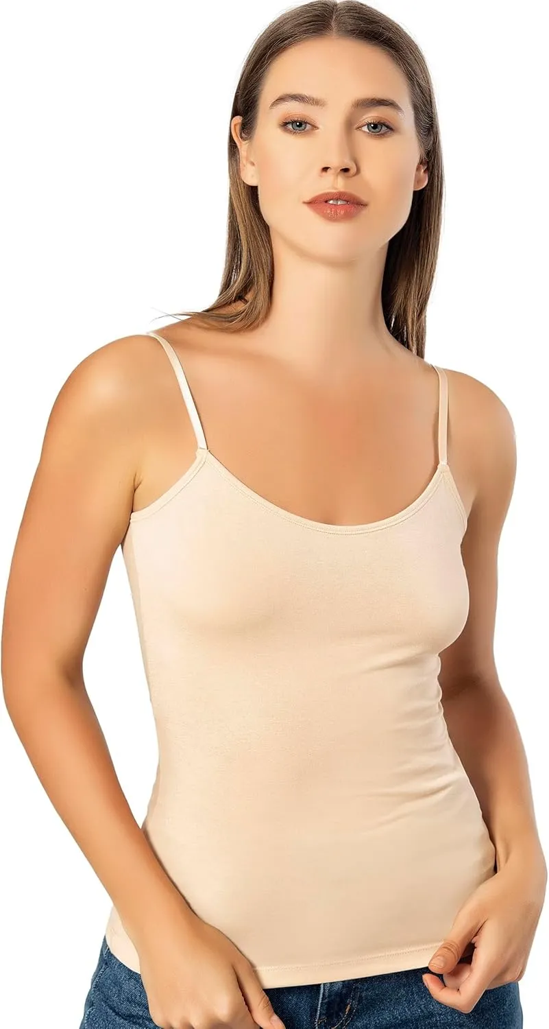 VAVONNE Spaghetti Strap Camisole Tank Tops for Women, Basic Slim-Fit Cotton Cami Undershirts